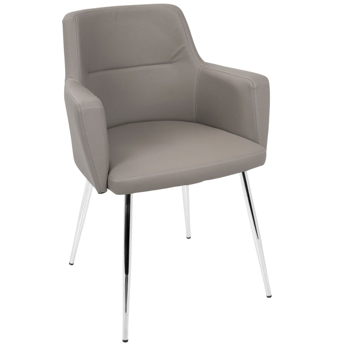 Contemporary dining chair set of 2 with padded gray upholstery and chrome legs on Tampa Home & Garden Store