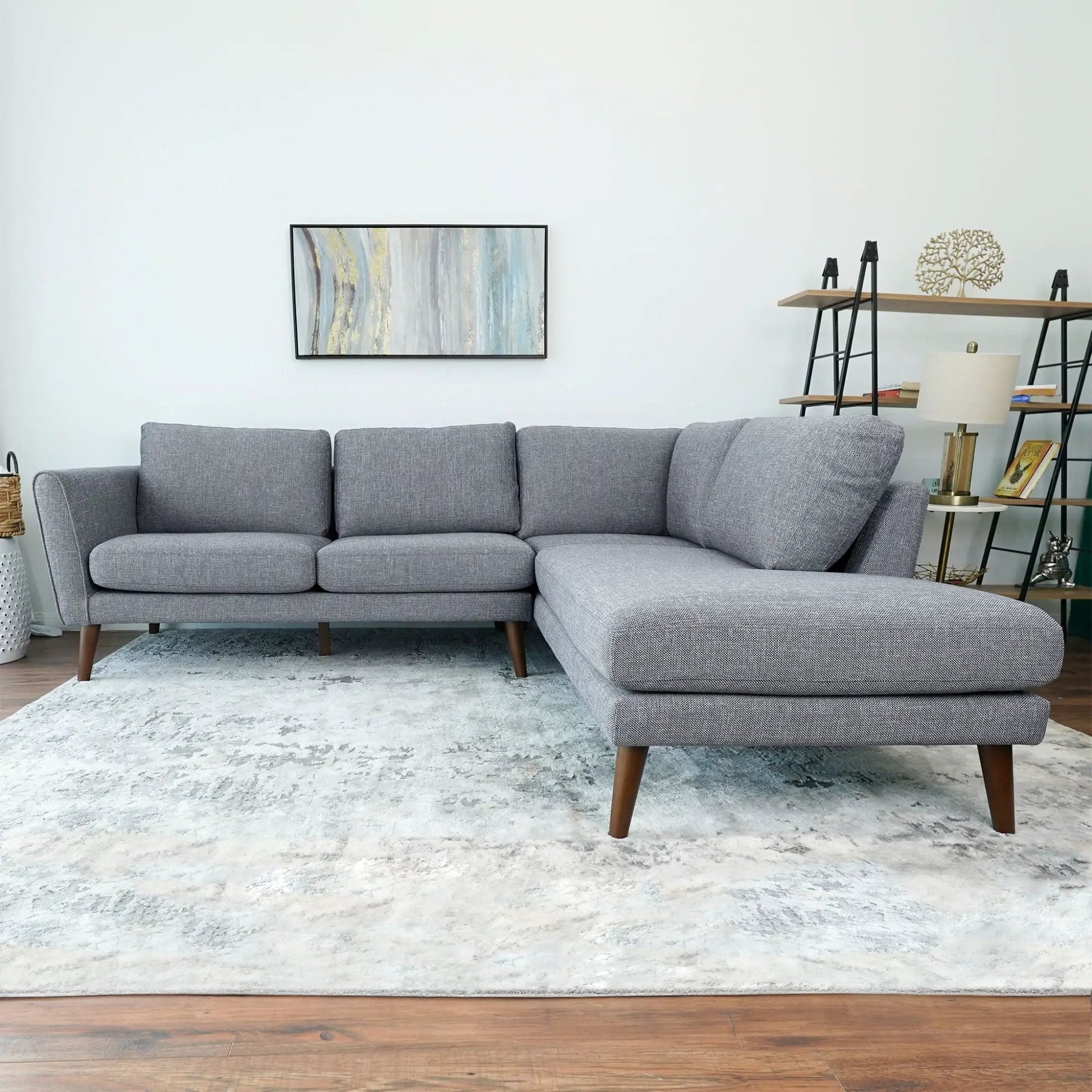 Benson stationary gray fabric sectional sofa with right chaise by Unique Piece Furniture on Tampa Home & Garden Store