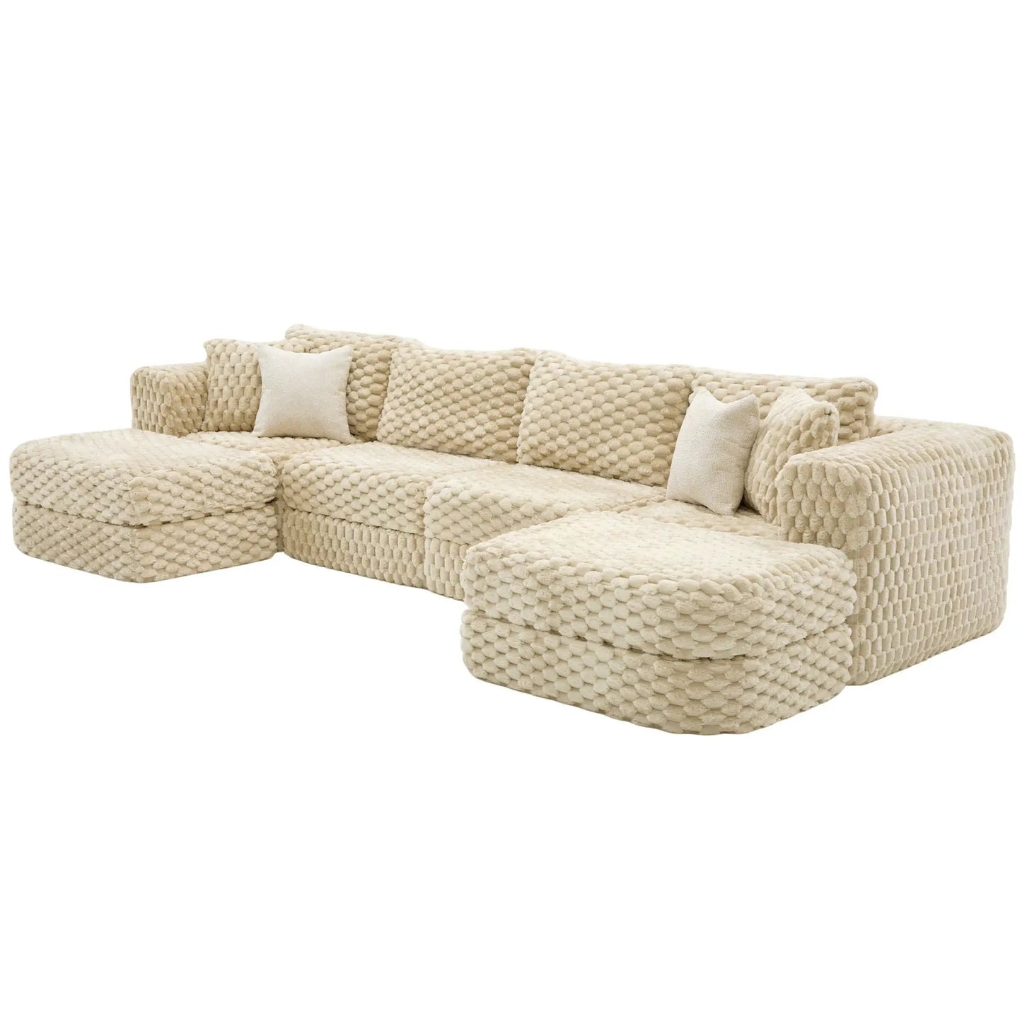 Modular Sectional Sofa with 2 Movable Ottomans