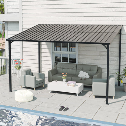 Outdoor 12X8 Galvanized Steel Pergola and Canopy