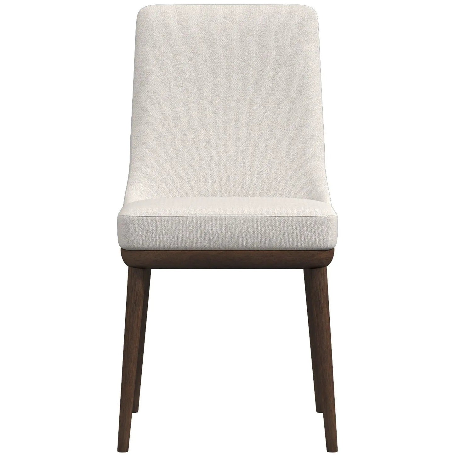 Kate mid-century dining chair set in beige fabric with dark wood legs on Tampa Home & Garden Store