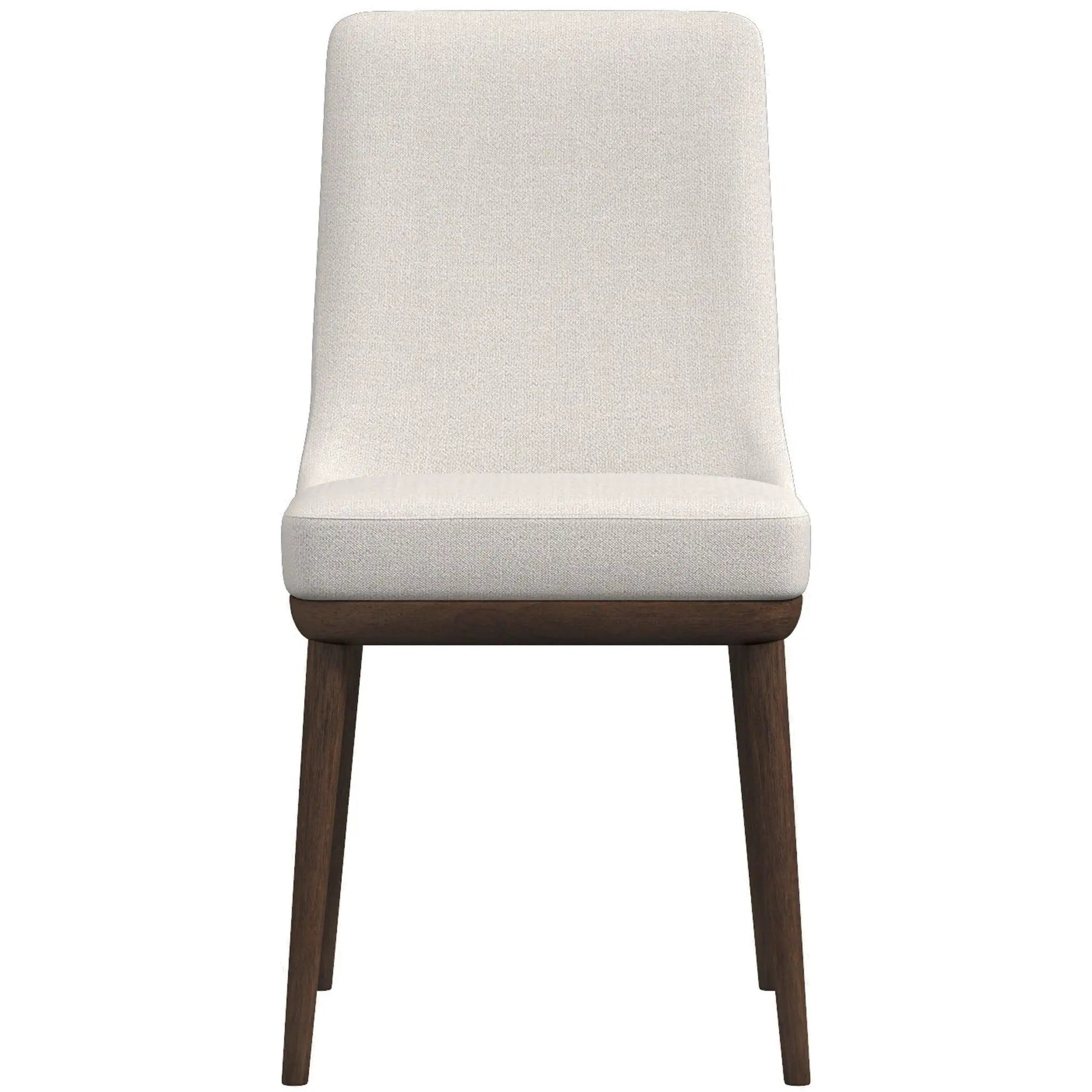 Kate mid-century dining chair set in beige fabric with dark wood legs on Tampa Home & Garden Store