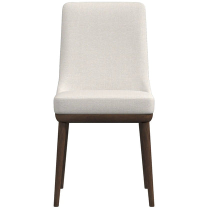 Kate mid-century dining chair set in beige fabric with dark wood legs on Tampa Home & Garden Store