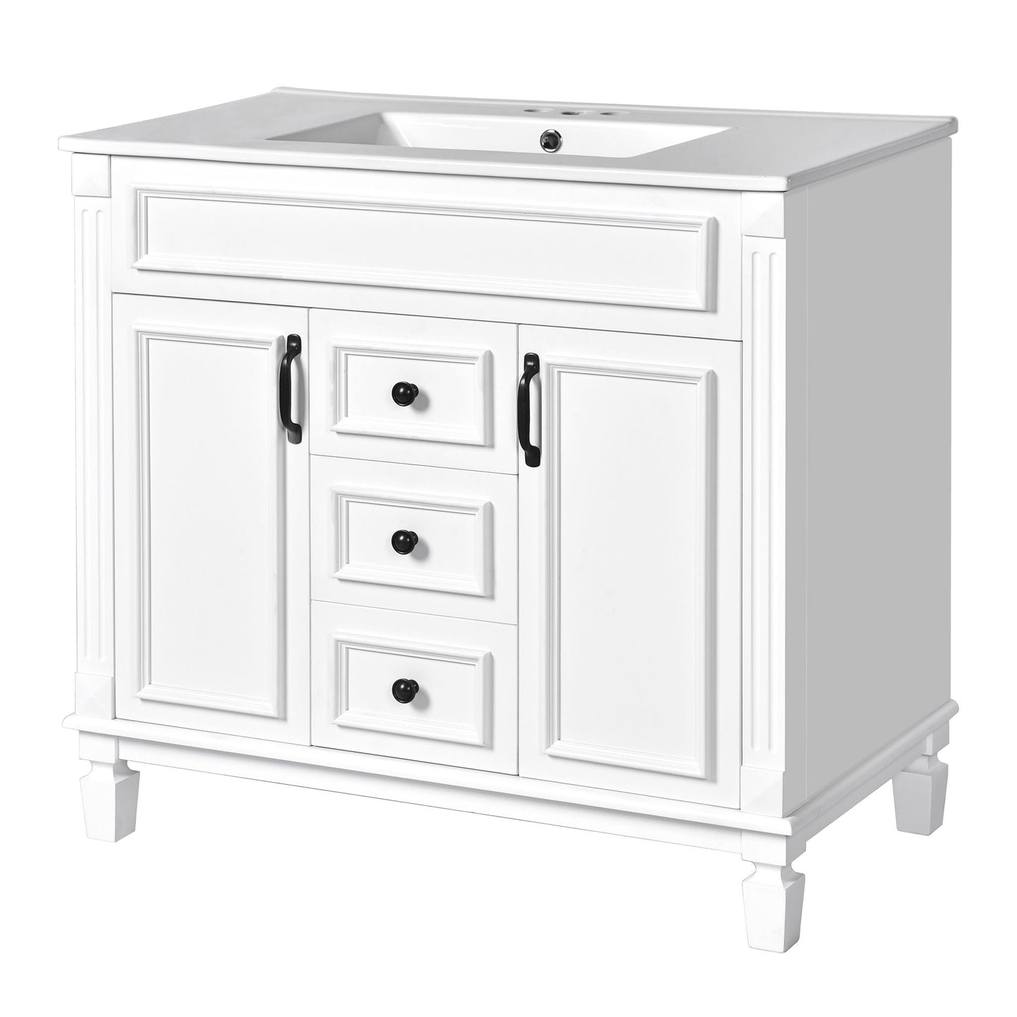 Bathroom Vanity With Ceramic Sink and Storage