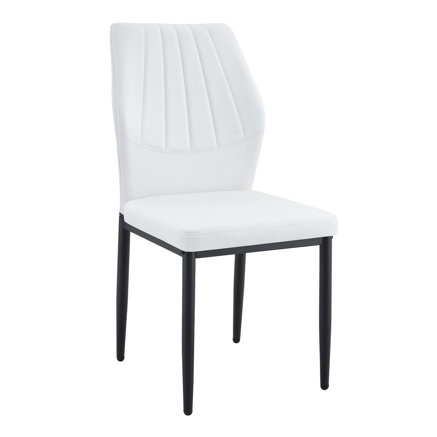 Dining chair by HouseOfZazla: white shell-pattern back, cushioned seat, black metal legs on Tampa Home & Garden Store