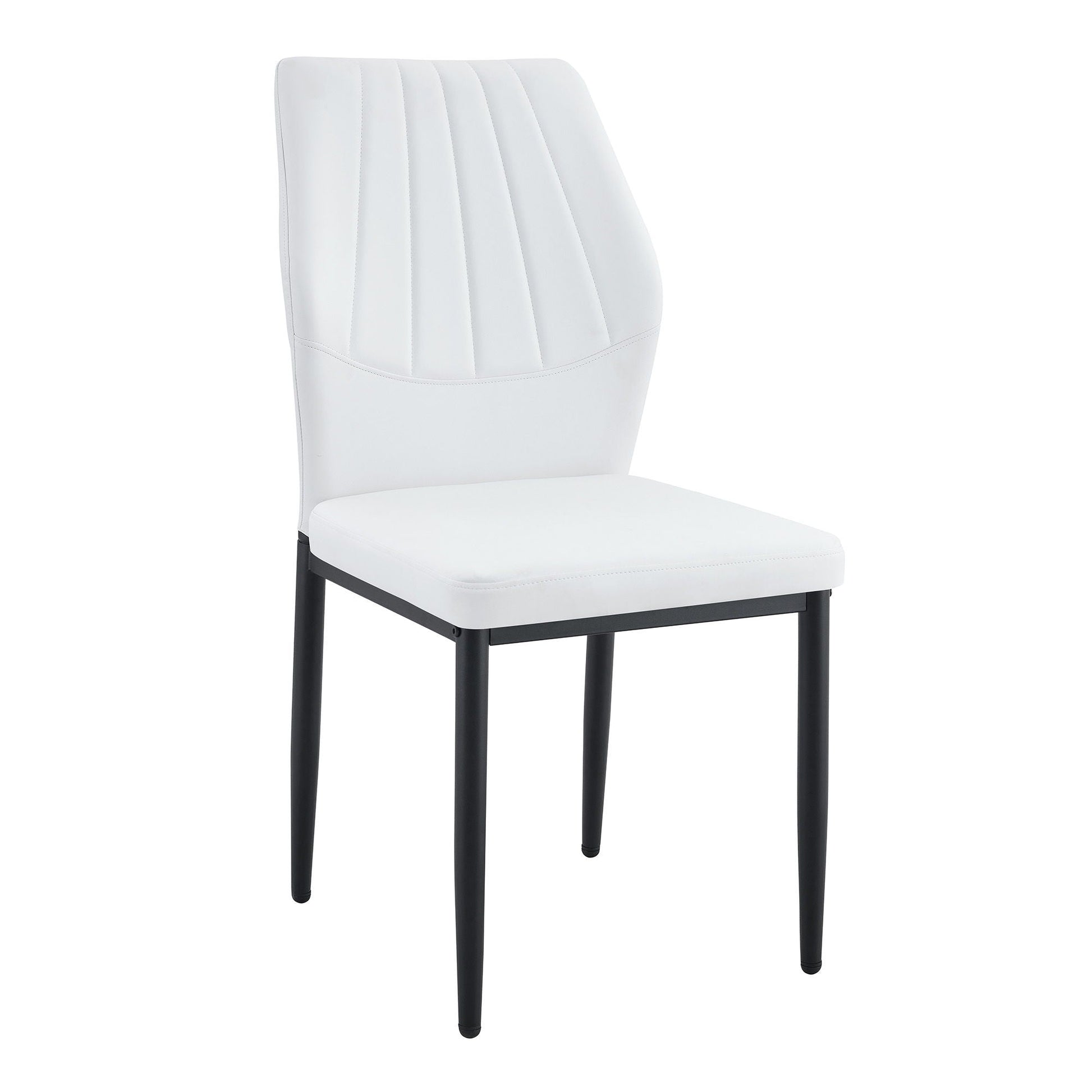 Dining chair by HouseOfZazla: white shell-pattern back, cushioned seat, black metal legs on Tampa Home & Garden Store