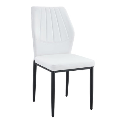 Dining chair by HouseOfZazla: white shell-pattern back, cushioned seat, black metal legs on Tampa Home & Garden Store