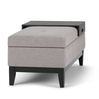 Oregon Contemporary Storage Ottoman Bench With Tray grey fabric black Unique Piece Furniture on Tampa Home & Garden Store