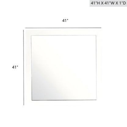 Burlington transitional wall mirror with white wood frame 41-inch square by HouseOfZazla on Tampa Home & Garden Store