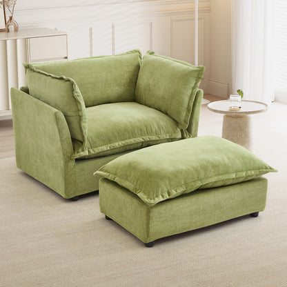 Modern Fabric Armchair with a Movable Ottoman