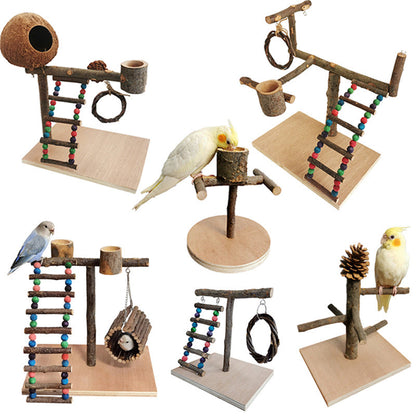 Solid wood parrot station frame with bead ladder, rope toy, and coconut hideout by Sell My Stuff on Tampa Home & Garden Store