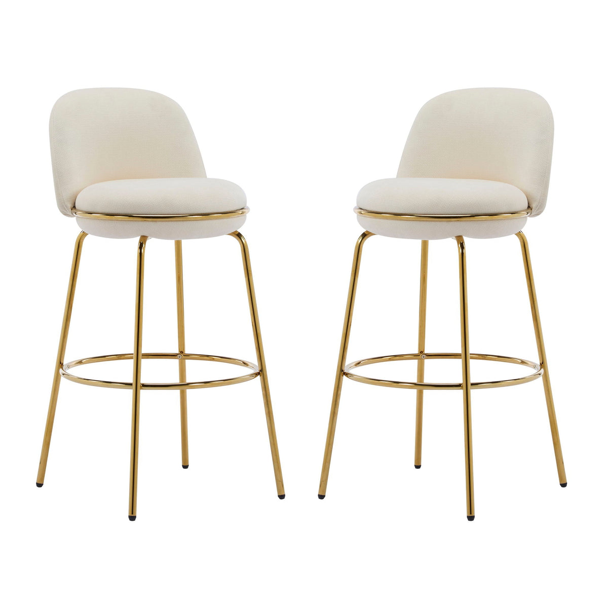 Rio Claro indoor upholstered barstool set of 2 in cream fabric with gold metal legs on Tampa Home & Garden Store