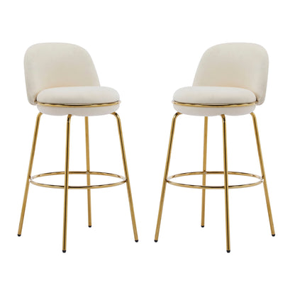 Rio Claro indoor upholstered barstool set of 2 in cream fabric with gold metal legs on Tampa Home & Garden Store