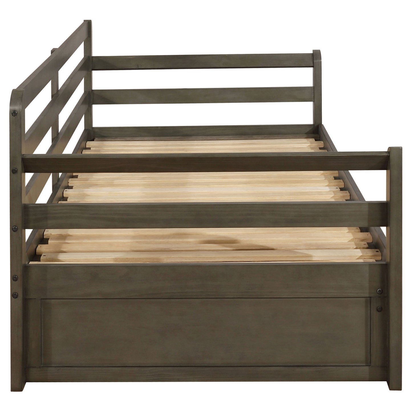 Twin Daybed With Trundle and Storage Drawers Gray