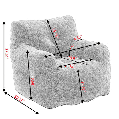 Soft Teddy Fabric Bean Bag Chair With Tufted Foam
