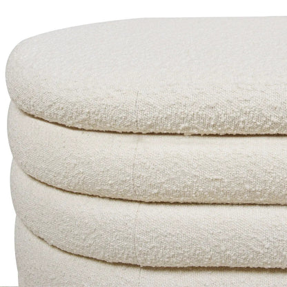 Fuji upholstered oval storage bench in cream boucle fabric by Unique Piece Furniture on Tampa Home & Garden Store