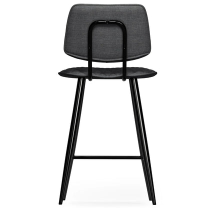 Raya upholstered counter-height stool set of 2 in charcoal gray fabric with black metal frame on Tampa Home & Garden Store