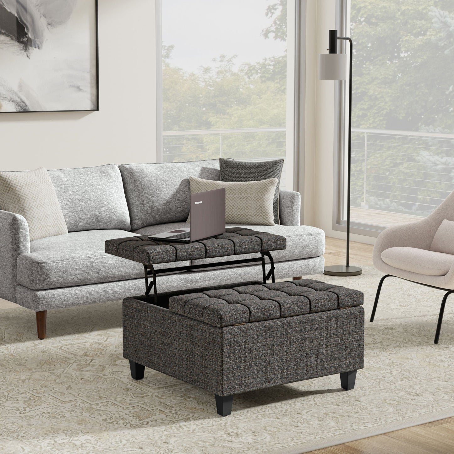 Harrison Upholstered Coffee Table Storage Ottoman