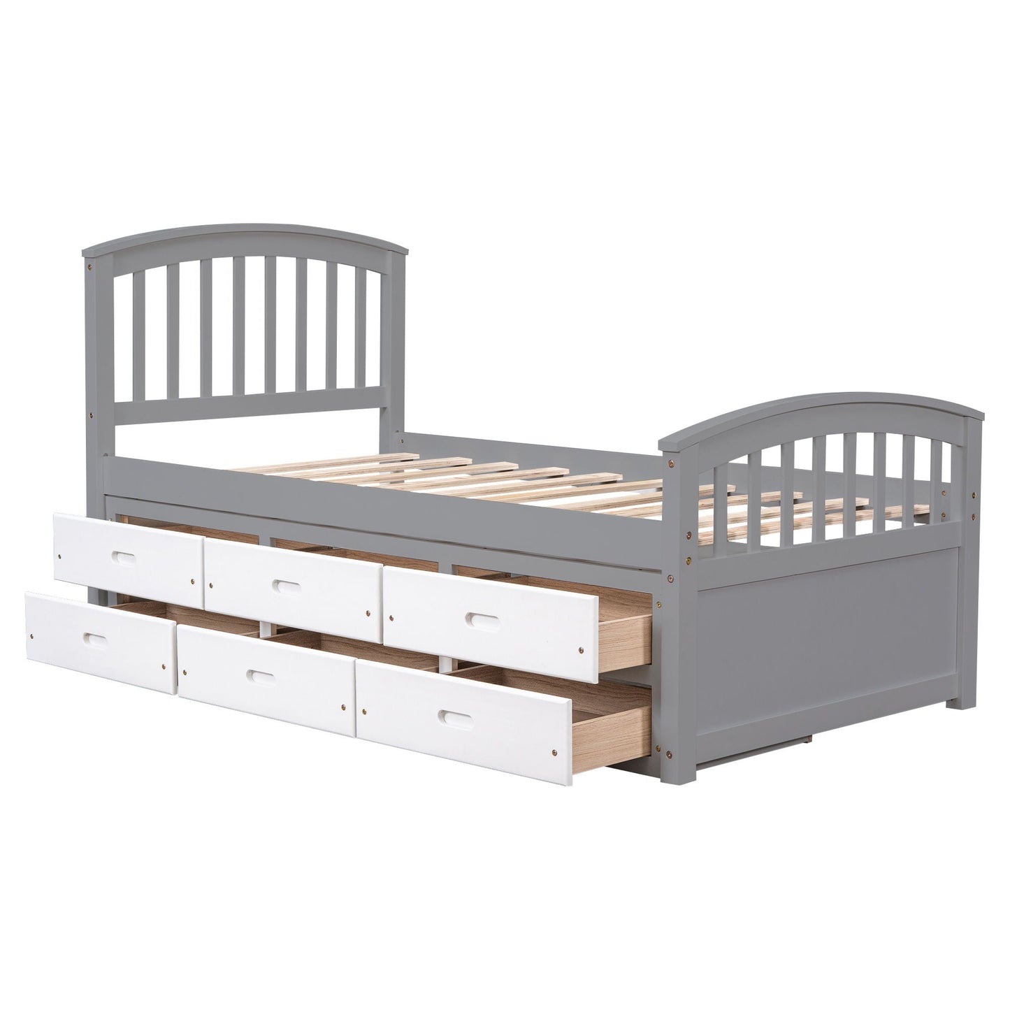 Platform storage bed in gray solid wood with six white-front drawers by HouseOfZazla on Tampa Home & Garden Store