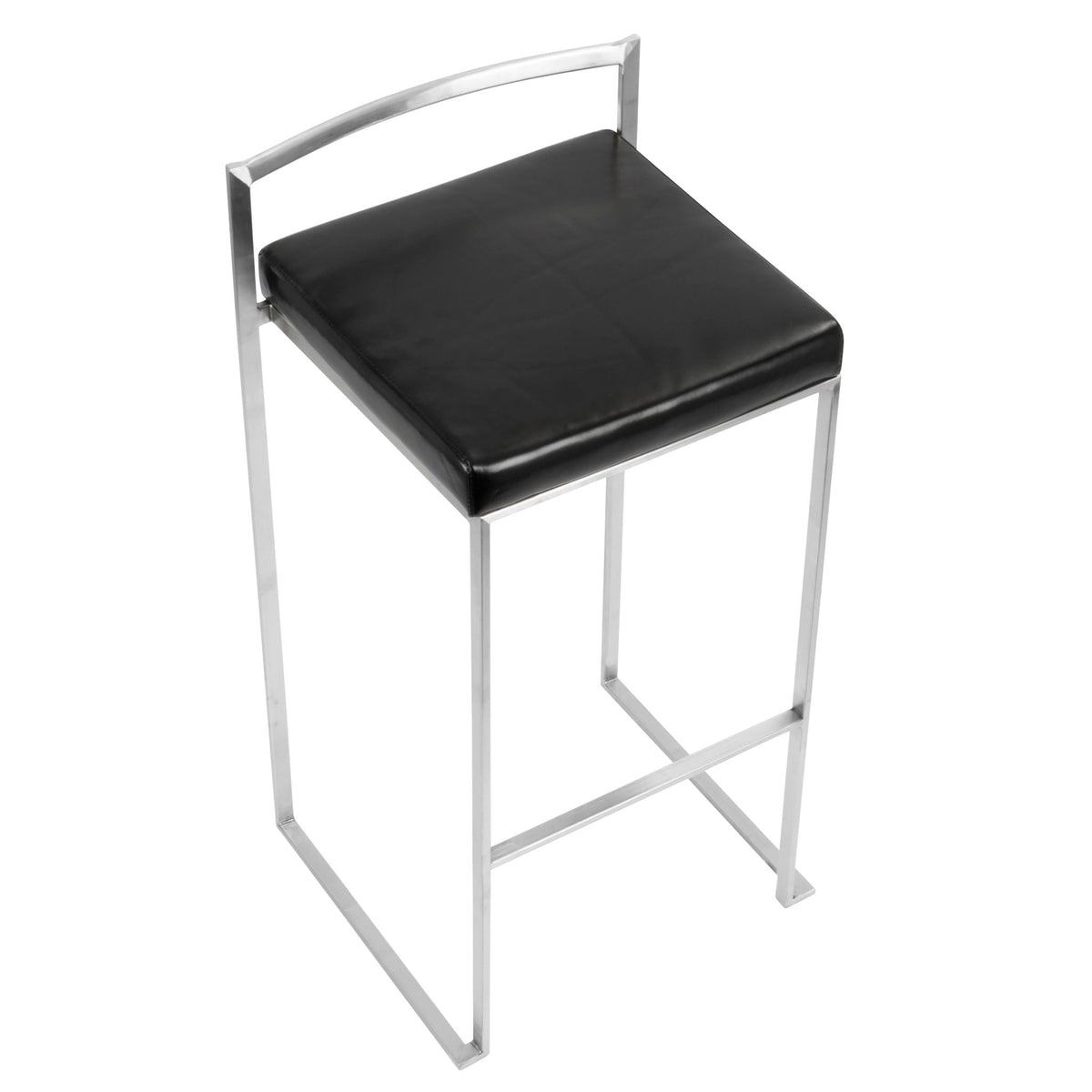 Contemporary stackable barstools with padded black seats and chrome frames set of 2 on Tampa Home & Garden Store