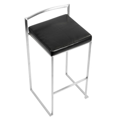 Contemporary stackable barstools with padded black seats and chrome frames set of 2 on Tampa Home & Garden Store