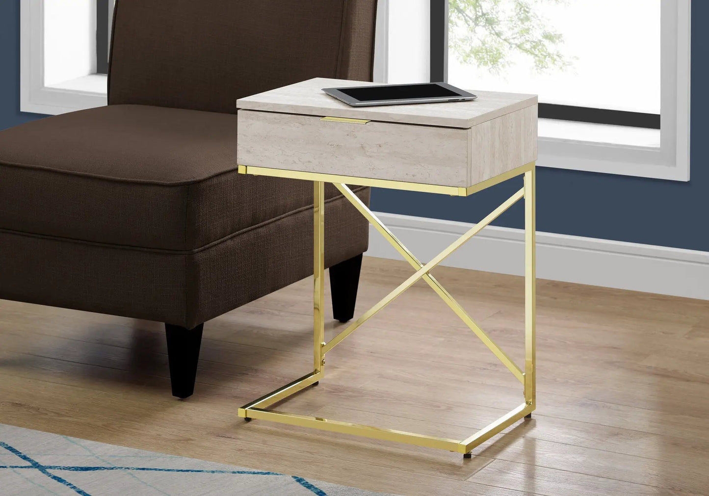 Accent Side Table With Storage Drawer Large Top