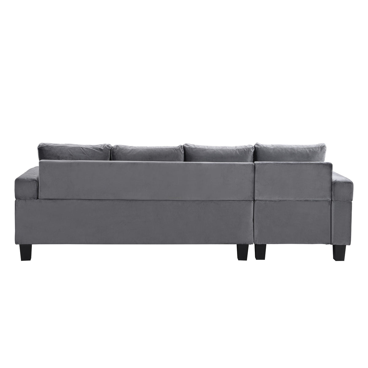 Gray stationary sectional sofa by HouseOfZazla with plush back cushions and slim black legs on Tampa Home & Garden Store