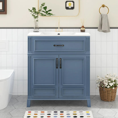 Bathroom Vanity With Sink Storage Cabinet Blue