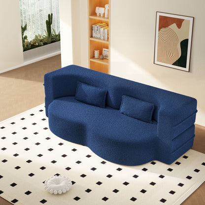 Modern Floor Sleeper Sofa Bed And Two Pillows