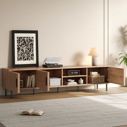 78in natural wood TV stand with open cubbies and closed storage by Unique Piece Furniture on Tampa Home & Garden Store