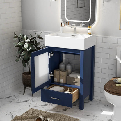 Bathroom Vanity with Ceramic Sink and Storage