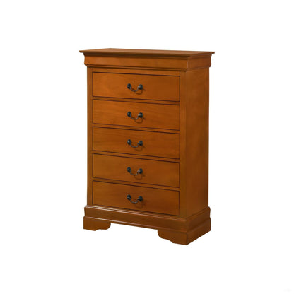 Louis Phillipe accent chest in warm oak finish with classic styling and multiple drawers on Tampa Home & Garden Store
