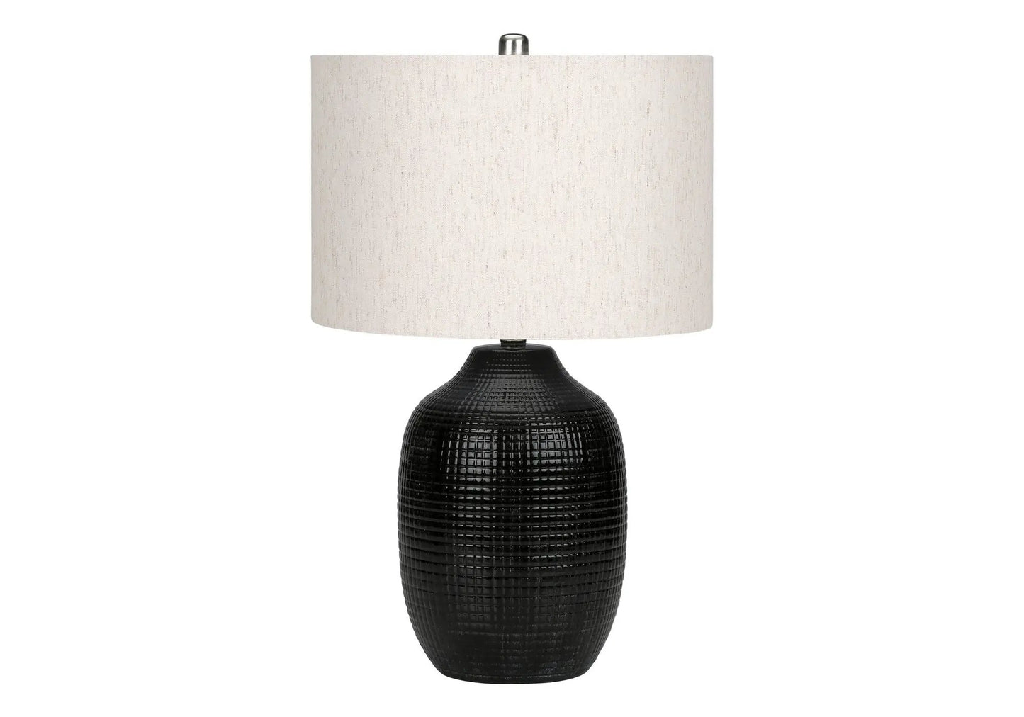 Table lamp ceramic, black textured base with cream drum shade by Unique Piece Furniture on Tampa Home & Garden Store