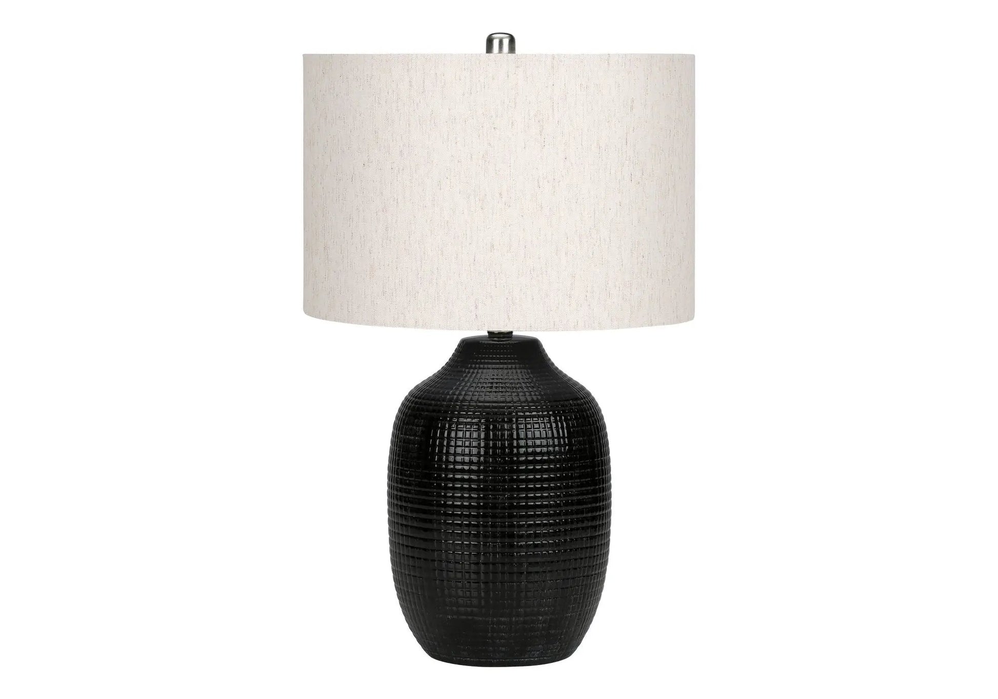 Table lamp ceramic, black textured base with cream drum shade by Unique Piece Furniture on Tampa Home & Garden Store