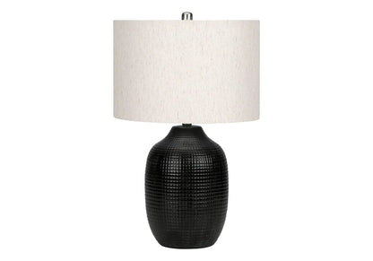 Table lamp ceramic, black textured base with cream drum shade by Unique Piece Furniture on Tampa Home & Garden Store