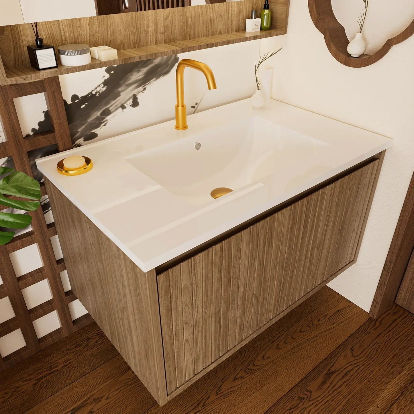 Wall Mounted Floating Bathroom Vanity With Sink