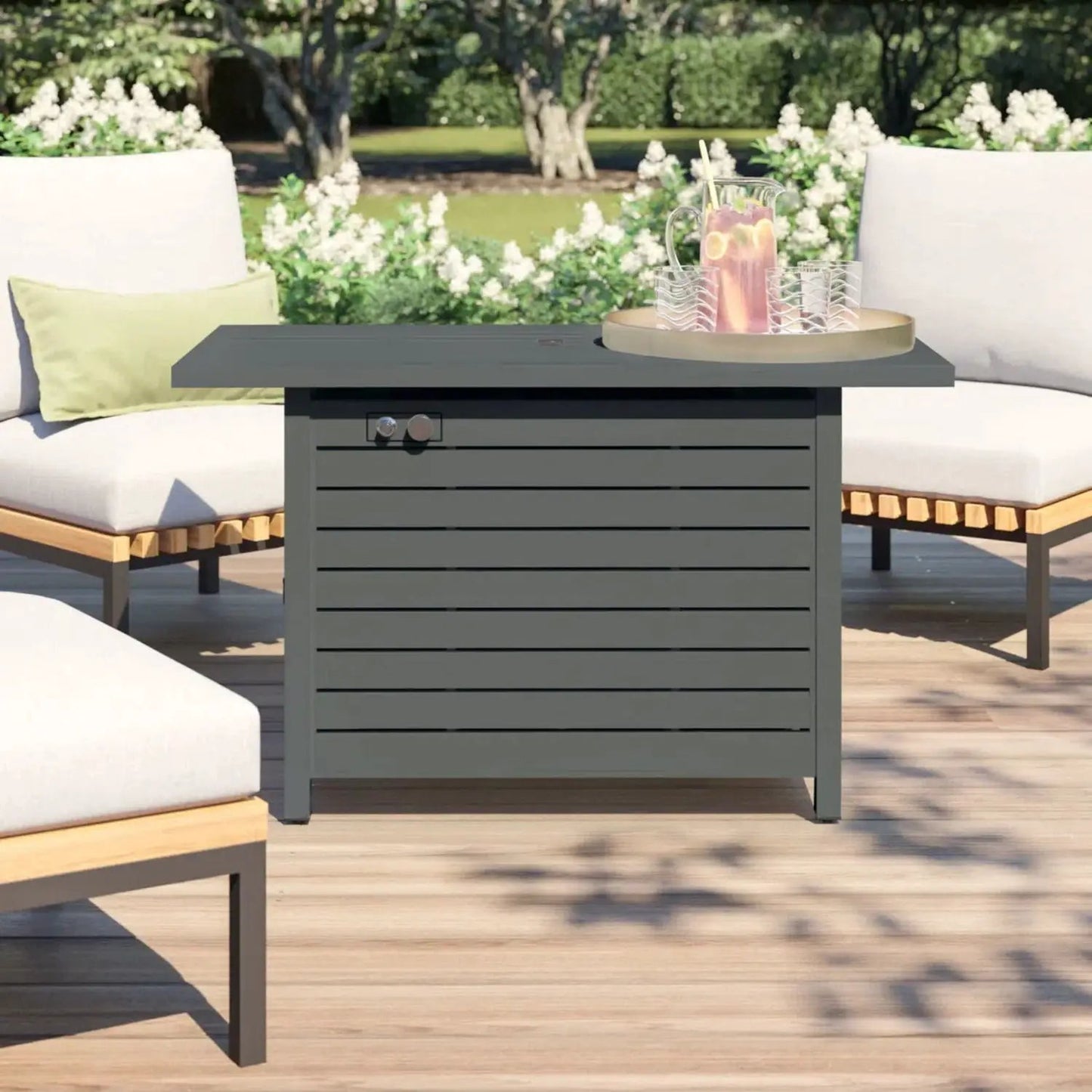 Outdoor Fire Pit Table With Lid Dual Fuel