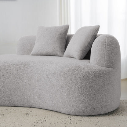 Curved 4 Seater Full Compression Sponge Sofa with light grey plush upholstery on Tampa Home & Garden Store