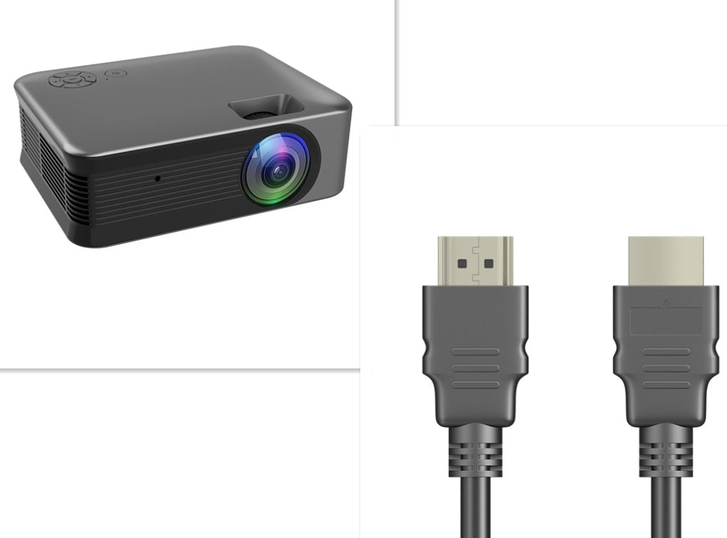My Store portable compact wireless projector with black body and two cables HDMI/USB-C on Tampa Home & Garden Store