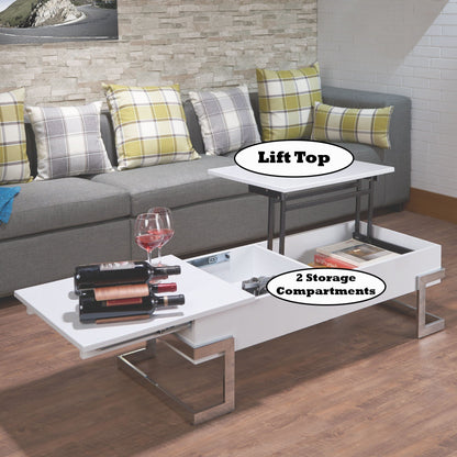 White high-gloss coffee table with lift-top and hidden storage by HouseOfZazla on Tampa Home & Garden Store
