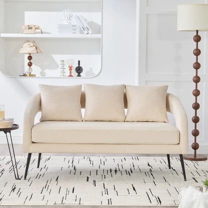 Open Back Loveseat Settee With Three Pillows