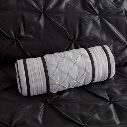7 Piece Tufted Comforter Set in Black Cal King