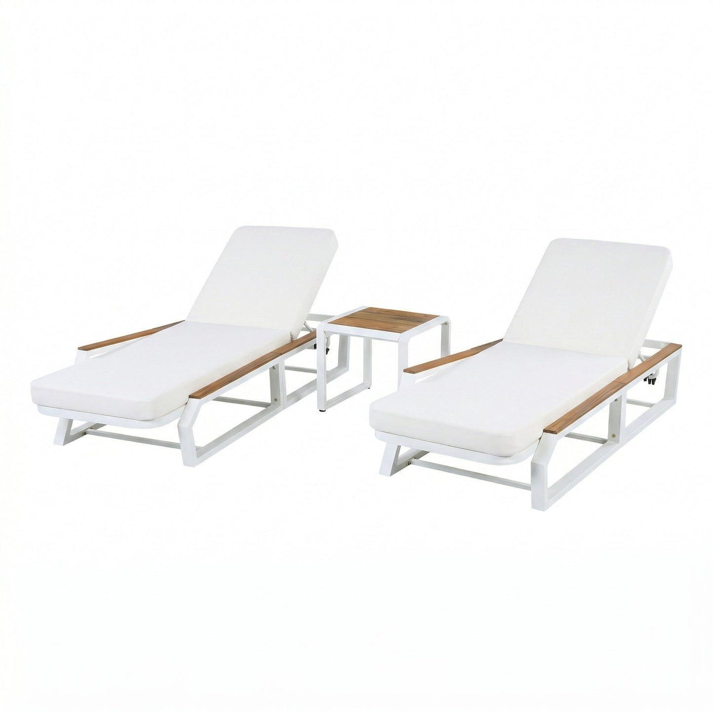5 Piece Outdoor Chaise Lounge and Side Table
