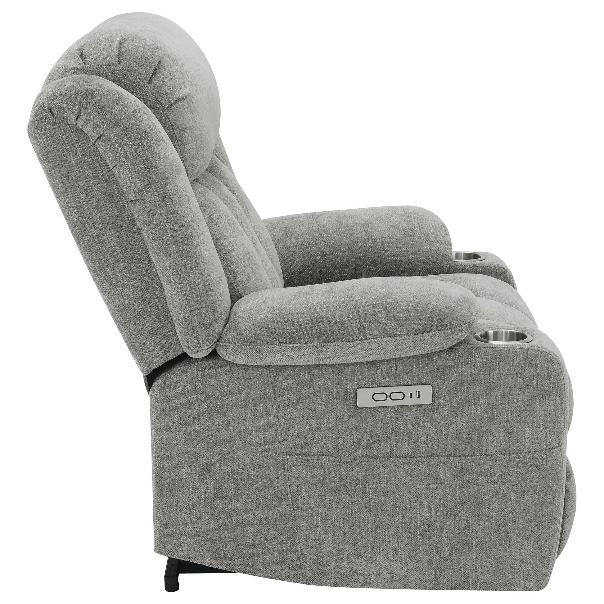 Beca power lift recliner in gray fabric with cupholders and USB charging Unique Piece Furniture on Tampa Home & Garden Store