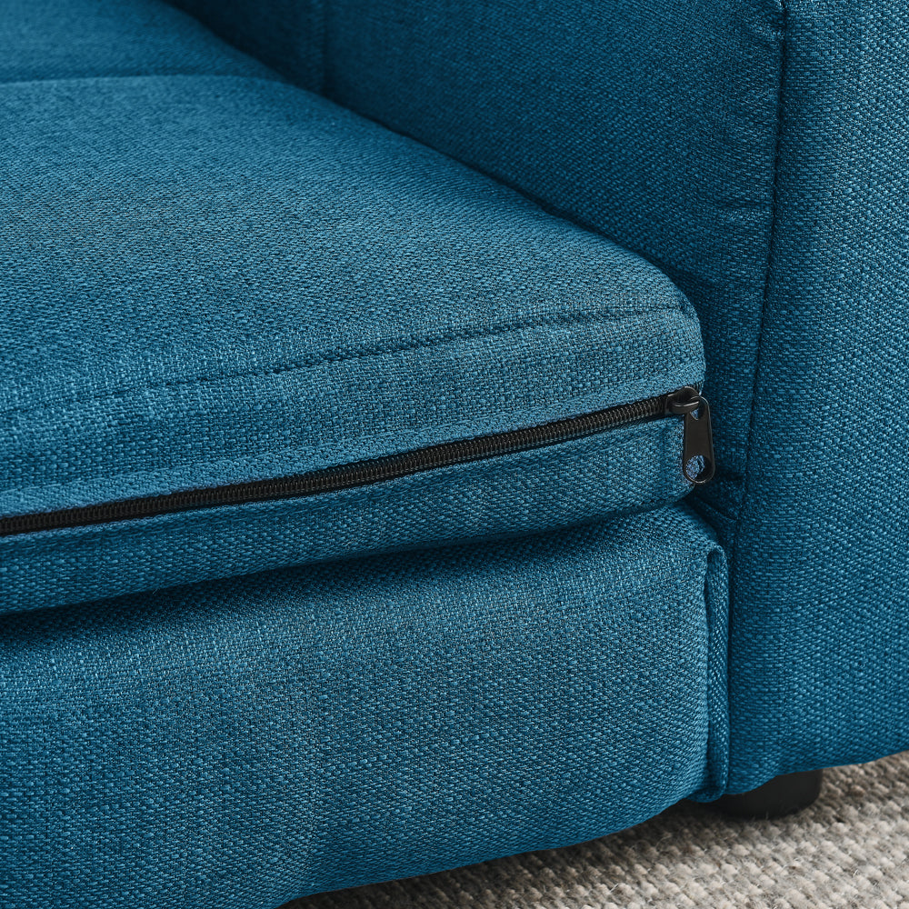 Soft blue textured fabric pet bed for large dogs with a black zipper along the seam on Tampa Home & Garden Store