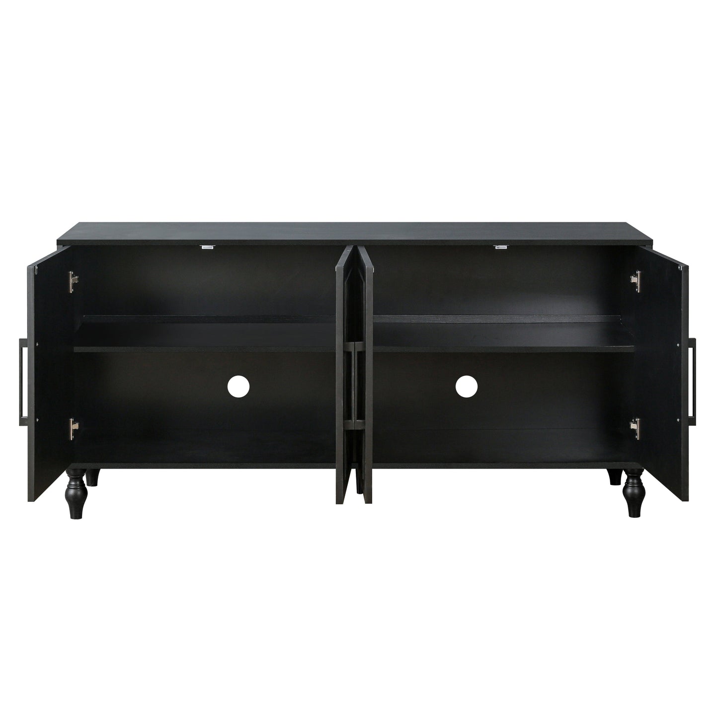 Carved Flower Door Large Storage Cabinet with Metal Handle pair of black accent cabinets with shelves on Tampa Home & Garden Store