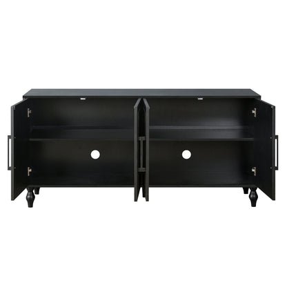 Carved Flower Door Large Storage Cabinet with Metal Handle pair of black accent cabinets with shelves on Tampa Home & Garden Store