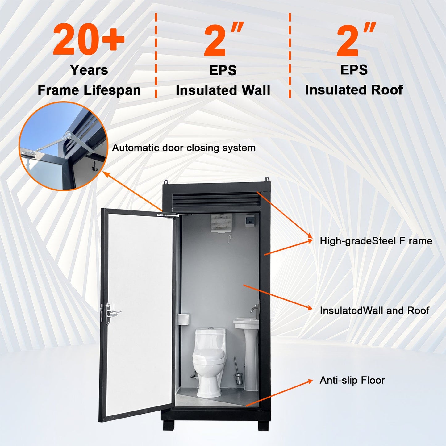 Outdoor Portable Toilet Cabin with Sink and Fan