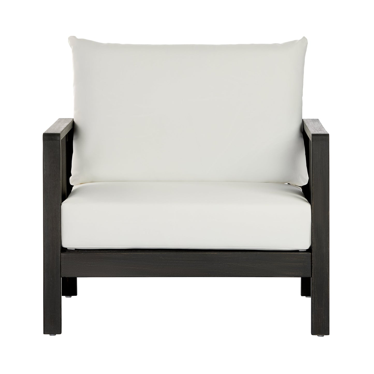 Outdoor Acacia Wood Club Chair And Gray Cushions