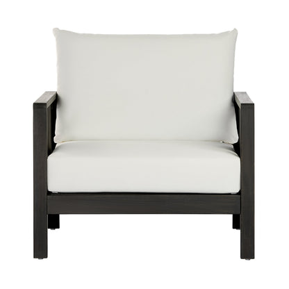 Outdoor Acacia Wood Club Chair And Gray Cushions
